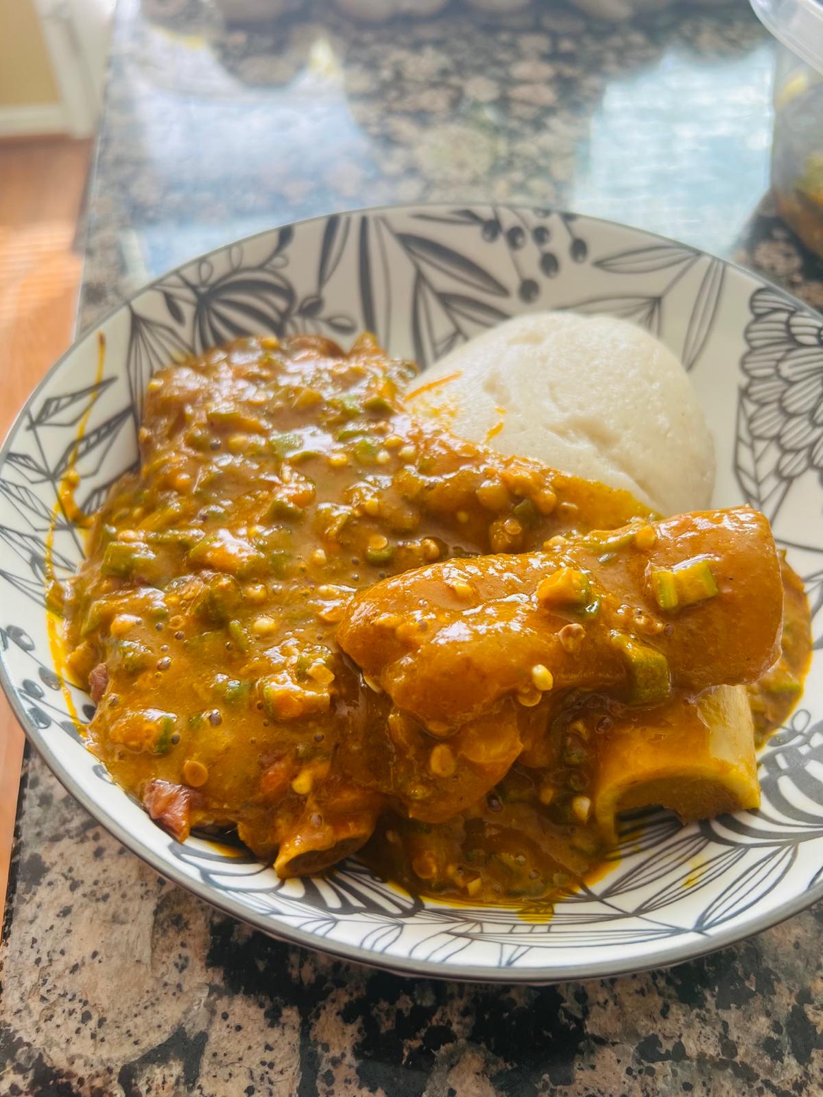 Banku & okra stew 